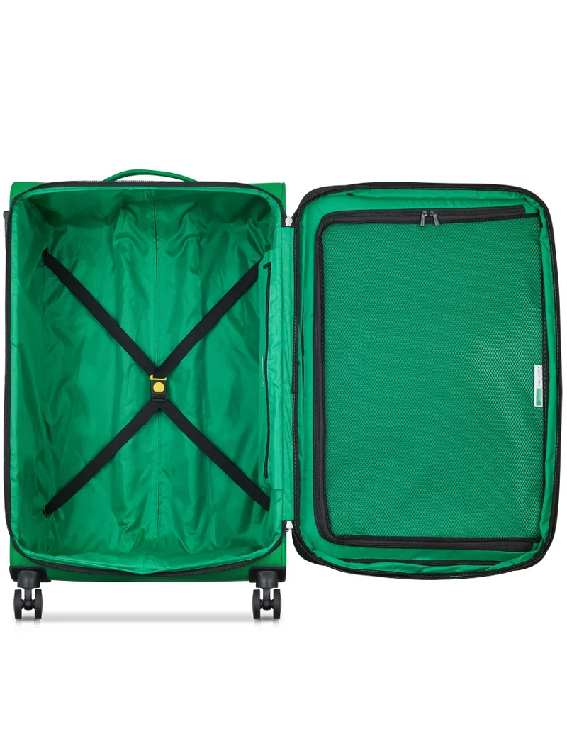 United Colors Of Benetton  Color Block 81 Cm 4-Double Wheeled Softside Expandable Check-In Luggage Trolley Case - Green  | Best Price UAE